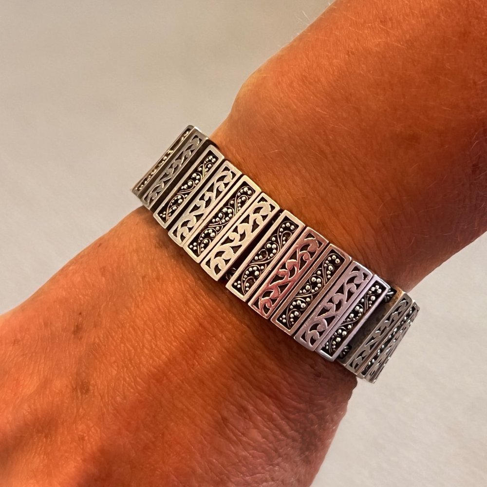 Lois Hill Chunky Open Scroll & Granulated Rectang… - image 4